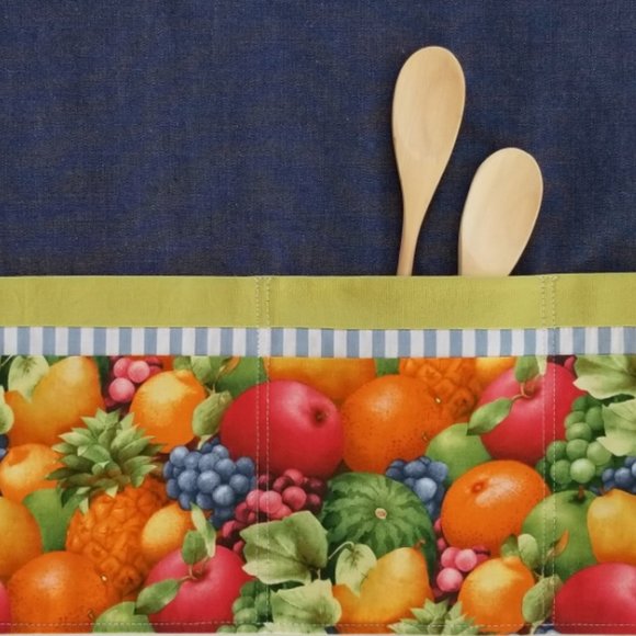 Women's Denim Bistro Apron with Pockets - Picture 6 of 6